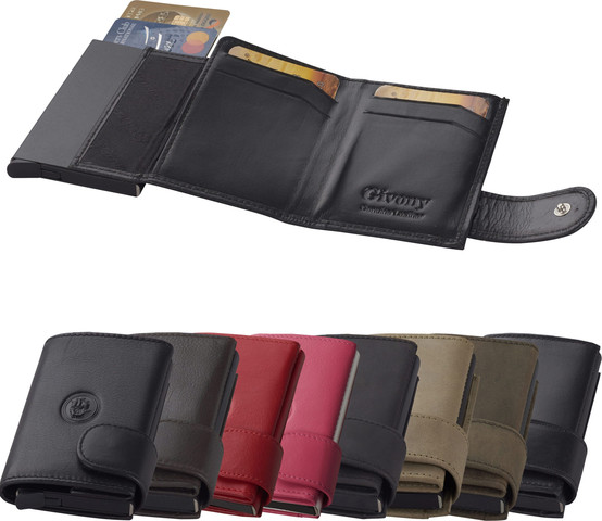 ארנק בטיחות NFC+RFID עור נייקד שחור 9.5x7ללא תפר ס"מ GV-4426