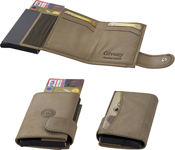 ארנק בטיחות NFC+RFID עור כאמל בהיר 9.5x7ס"מ GV-4426