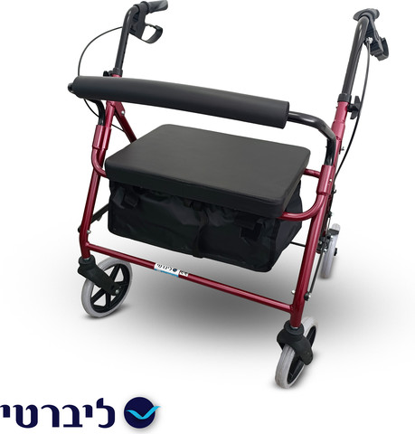 רולטור 4 גלגלים פלוטו - למשתמשים כבדי משקל, עם מושב רחב ויציבות מרבית