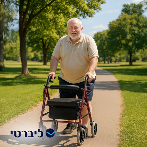 רולטור 4 גלגלים פלוטו - למשתמשים כבדי משקל, עם מושב רחב ויציבות מרבית