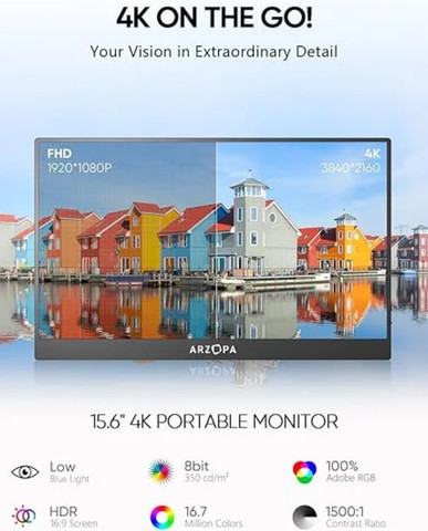 מסך עזר נייד 4K דגם E1 מבית ARZOPA