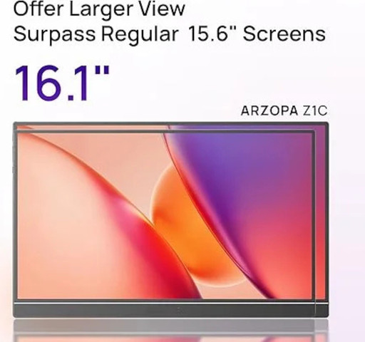 מסך עזר נייד דגם Z1C מבית ARZOPA בצבע שחור