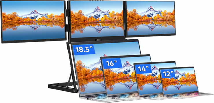 שלושה מסכי צד 15.6 אינץ / הרחבת תצוגה למחשב נייד עם מעמד מובנה / H15 / מבית Zen