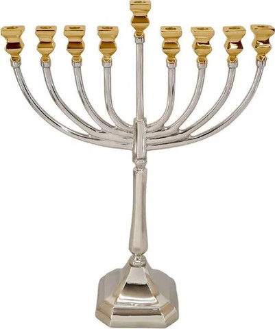 חנוכייה BRASS NICKEL GOLD קנים מעוגלים