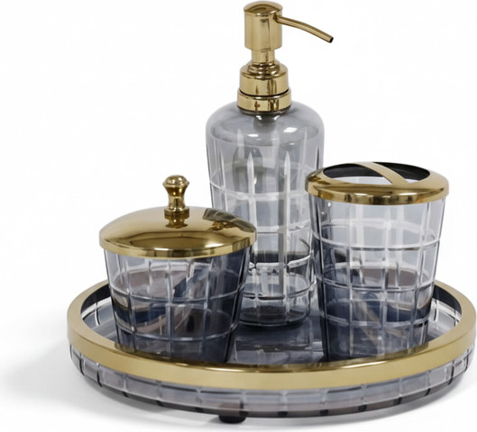 סט אביזרי אמבטיה יוקרתי דגם Brass VariableGlass – למראה של ספא יוקרתי אצלך בבית