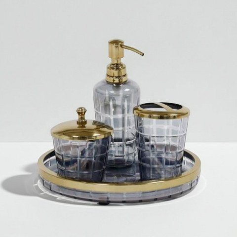 סט אביזרי אמבטיה יוקרתי דגם Brass VariableGlass – למראה של ספא יוקרתי אצלך בבית