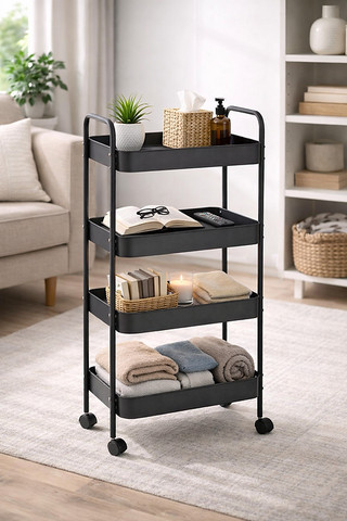 עגלה ניידת 4 קומות ממתכת – Urban Move Tall Black