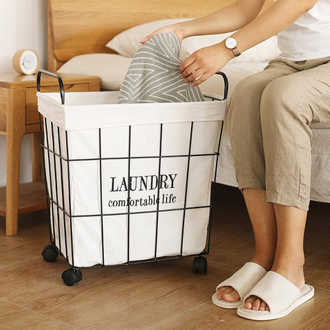 סל כביסה מתכת על גלגלים – LAUNDRY Comfort Life