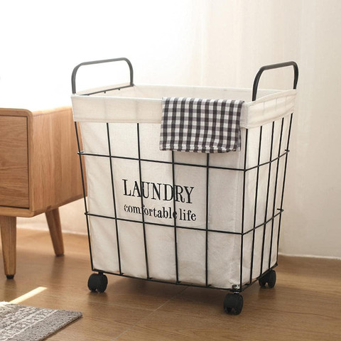 סל כביסה מתכת על גלגלים – LAUNDRY Comfort Life