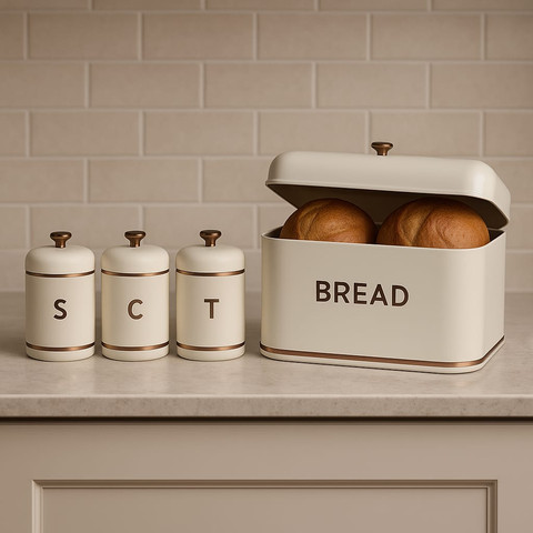 סט קופסאות מטבח + תיבת לחם "Elegant Pantry"