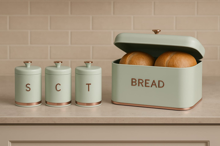סט קופסאות מטבח + תיבת לחם "Elegant Pantry"
