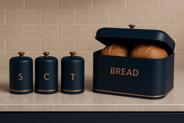 סט קופסאות מטבח + תיבת לחם "Elegant Pantry"