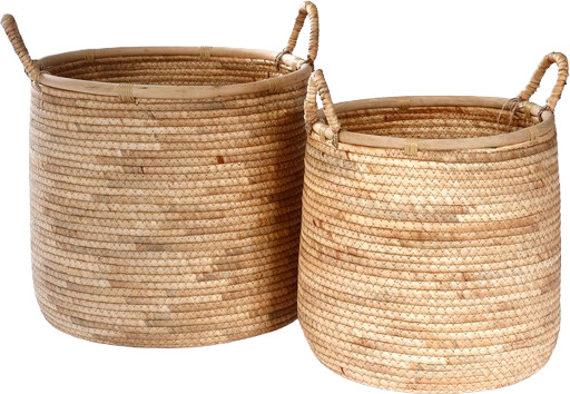 סט סלי קש טבעיים “NATURA BASKETS” – זוג סלים קלועים בעבודת יד