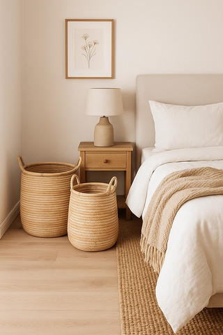 סט סלי קש טבעיים “NATURA BASKETS” – זוג סלים קלועים בעבודת יד