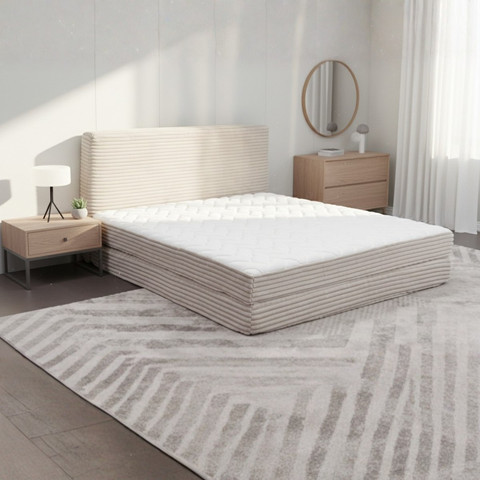 מיטה זוגית Cozy מרופדת 200x180 בצבע שמנת