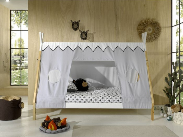 מיטת אוהל לילדים מעוצבת 90/200 מעץ מלא דגם "Tipi Dream"