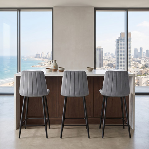 סט 4 כסאות בר דגם ריגה אפור