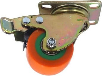 גלגל כתום איכותי 2" פלטה + מעצור למשקל עד 150 ק"ג