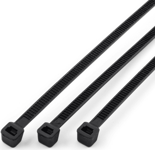 אזיקונים 4.8X250 מ"מ, חבק שחור 100 יחידות, עמידות גבוהה בקרינת UV, עמידות בטמפ' עד 85 (C°)