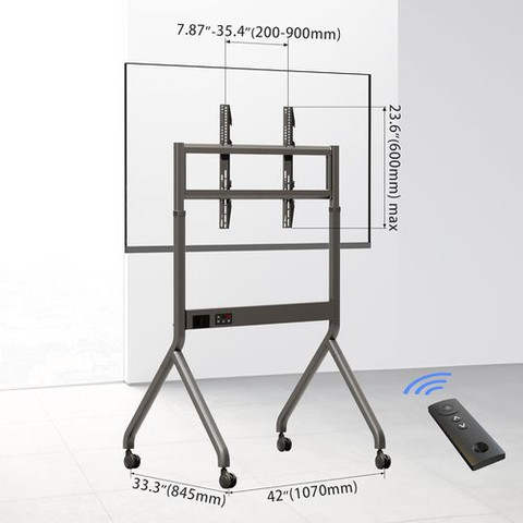 עגלה חשמלית מתכווננת למסך 75–90 אינץ' NB P220 – מנגנון הרמה חשמלי, מבנה Heavy Duty North Bayou