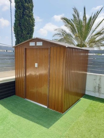 מחסן מתכת משודרג דמוי עץ 2.13X3.19 SUPER GARDEN SHED BC