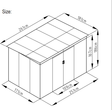 מחסן מתכת סקיילייט דגם Sky C שמנת מידה 2.61X1.81 SUPER GARDEN SHED