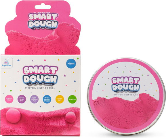 בצק קינטי ורוד 80 גרם במארז קופסה עגולה - Smart Dough