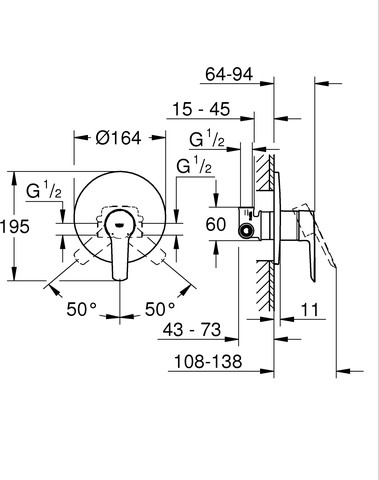 אינטרפוץ 3 דרך START כרום ניקל GROHE