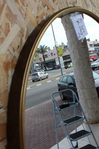 מראה עגולה  זהב עתיק 85 ס"מ