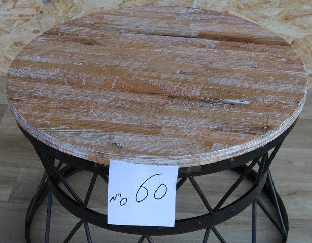 שולחן סלון עגול 60 ס"מ עץ וברזל-D