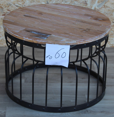 שולחן סלון עגול 60 ס"מ עץ וברזל-E
