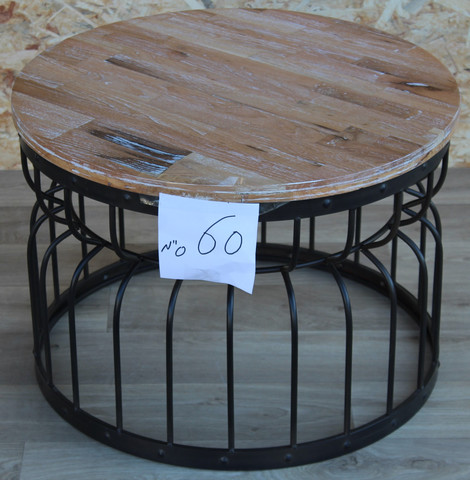 שולחן סלון עגול 60 ס"מ עץ וברזל-E