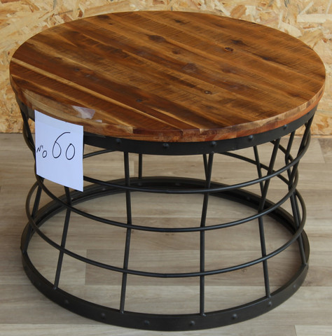 שולחן סלון עגול 60 ס"מ עץ וברזל-B