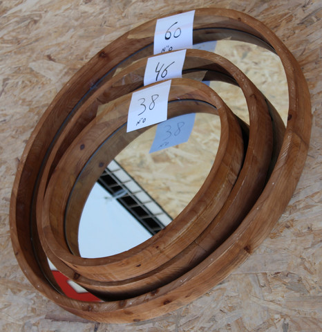 מראה עגולה עץ מלא-60 ס"מ