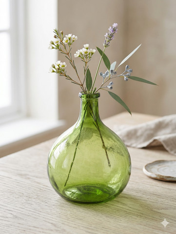 אגרטל זכוכית ירוק בינוני