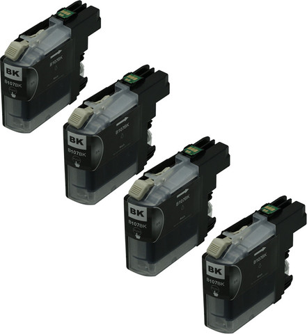 סט 4 ראשי דיו שחורים תואמים Brother lc1100