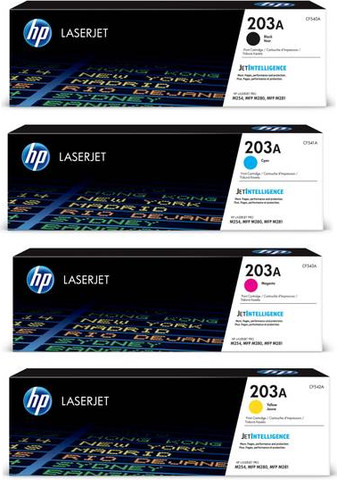 סט 4 טונרים מקוריים HP 203A