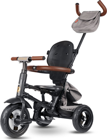 תלת אופן מפואר מתקפל ריטו דלוקס RITO Delux 2024 עם ריפוד מעובה, מדרך רגליים כפול וחיפויים דמויי עור - אפור