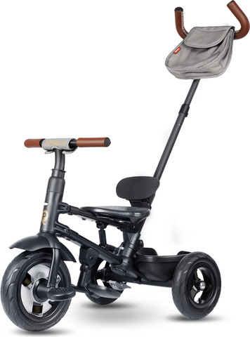 תלת אופן מפואר מתקפל ריטו דלוקס RITO Delux 2024 עם ריפוד מעובה, מדרך רגליים כפול וחיפויים דמויי עור - אפור