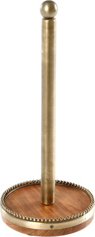 מעמד לנייר ניגוב מעוצב עץ ומתכת בגוון פליז BRASS + WOOD