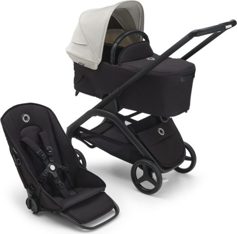 עגלת בוגבו דרגונפליי Bugaboo Dragonfly צבע ‏‏מרכב‏ שחור, ‏‏עריסה וטיולון שחור, גגון לבן מיסטי