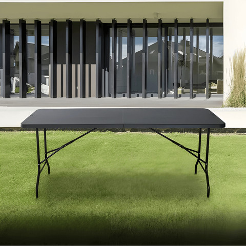 שולחן מתקפל שחור 180 ס"מ דגם 6FT Black Edition – שלדת פלדה ופלטה מחוזקת