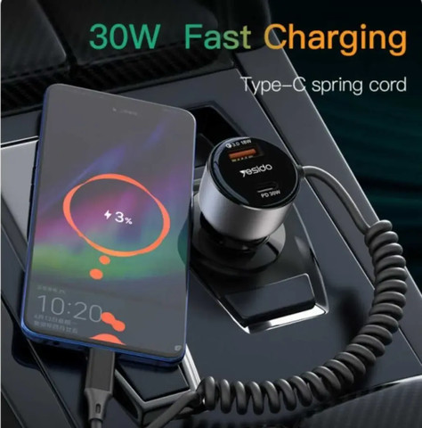 מטען לרכב 60W | מטען כפול USB-A + USB-C