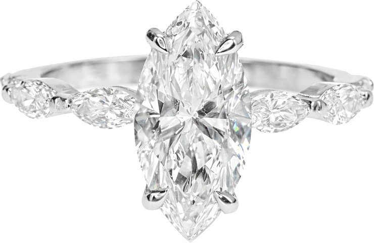 טבעת יהלום מרקיזה “Royal Marquise white” – זהב לבן 14K