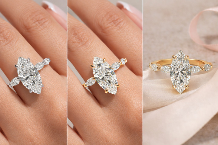 טבעת יהלום מרקיזה “Royal Marquise white” – זהב לבן 14K