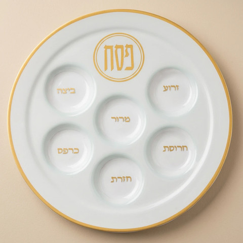 צלחת פסח זכוכית 40 ס״מ | GOLD