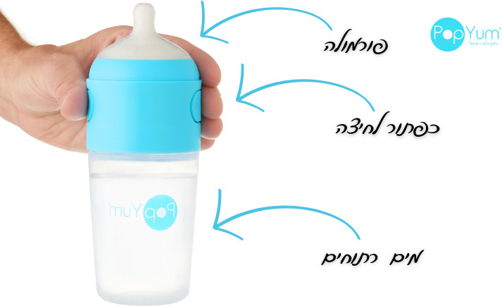 מארז 2 יח' בקבוקי popyum-עם פטנט ההפרדה בין המים לפורמולה. 160 מיל בצבע כחול