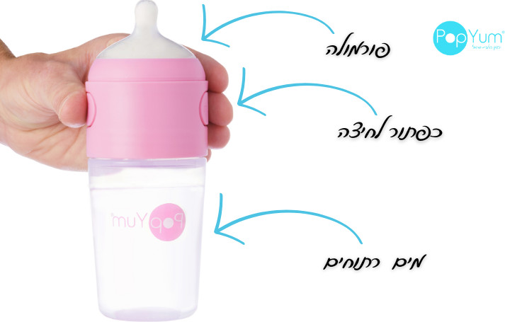 מארז 2 יח' בקבוקי popyum-עם פטנט ההפרדה בין המים לפורמולה. 150 מיל בצבע ורוד