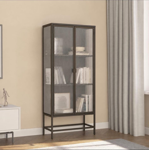 ארון ויטרינה שחור 2 דלתות זכוכית 3 מדפים  HDW-02-750 רוחב 70 | עומק 34 | גובה 160 ס"מ