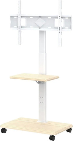 מעמד רצפתי מעוצב עם גלגלים למסכים עד 75″ לבן DWD520W